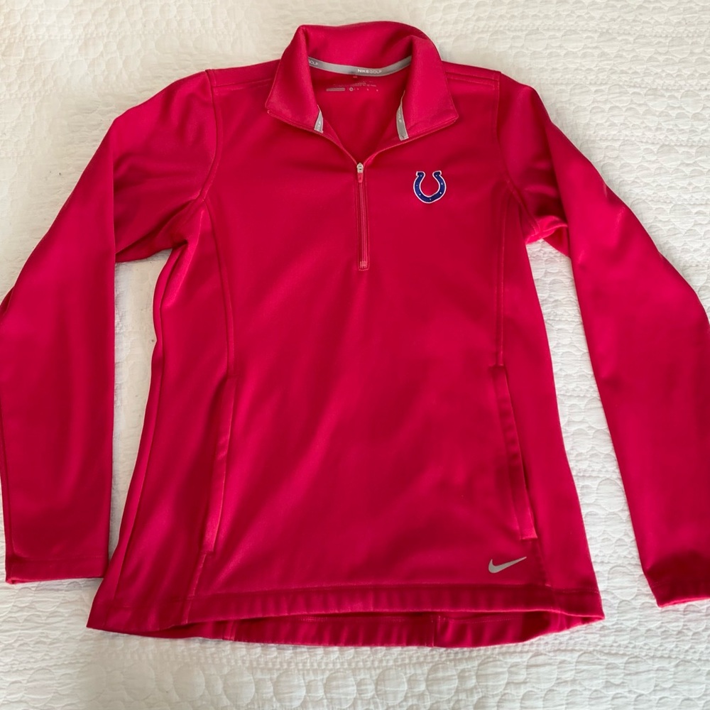Women’s Nike Golf Tour Performance Pink Quarter-Zip Pullover, Colts Logo